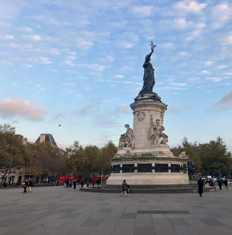 The statue of the Republic on its pedestal in the Place de la République, where one of the walks begins